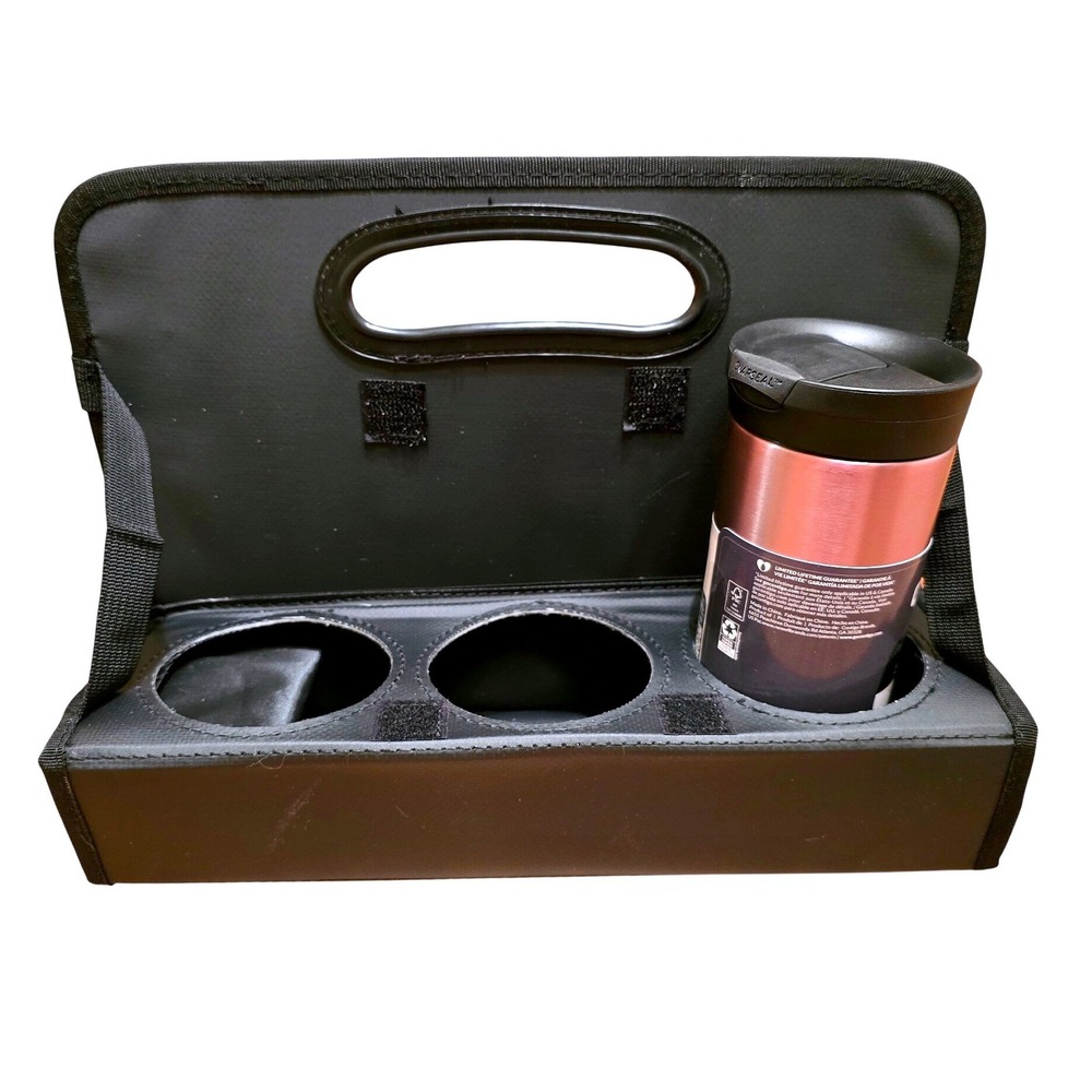 NWOT Nెస్ THAO Black Folding Car Cup‎ Holder Organizer Tray Travel Carrier - Picture 2 of 7